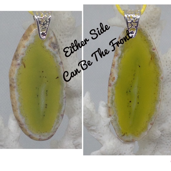 Slice Crystal Agate Necklace on Waxed Cotton Cord - Picture 2 of 12